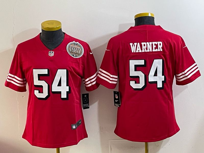 Women 2025 San Francisco 49ers #54 Warner Red Nike Limited NFL Jersey style 002